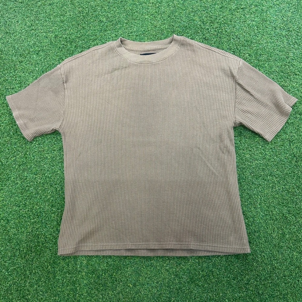PacSun Mens Waffle Knit Short Sleeve T-Shirt Tan Brown Size Medium
